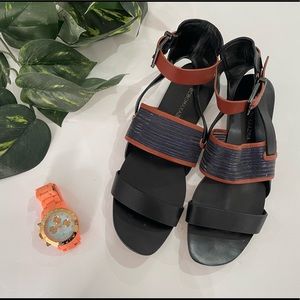 Bcbg gladiator sandals brown black and navy size 6 1/2